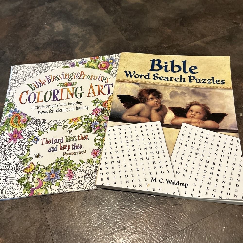 Bible Blessings & Promises Coloring Art Book And Bible Word Search Books